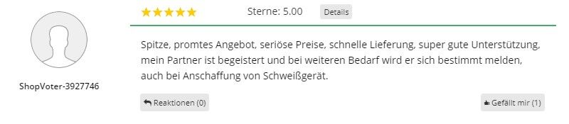 Bewertung schweissfachhandel24.de