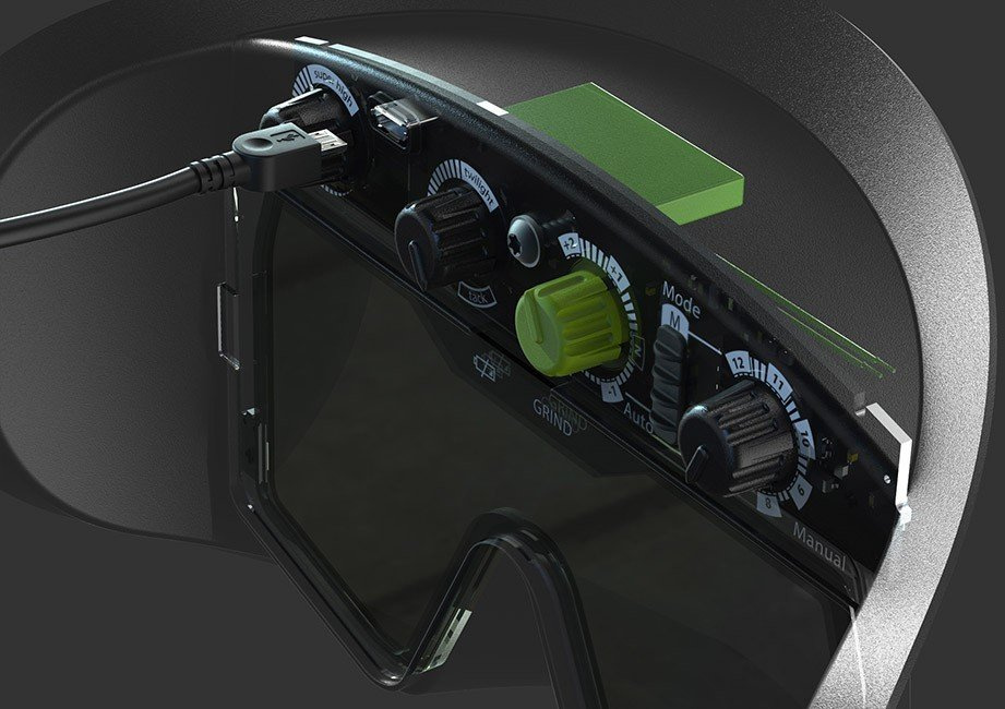 optrel panoramaxx CLT Automatik Schweißhelm Bedienelemente