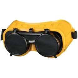 Schwei&szlig;erbrille gelb f&uuml;r Brillentr&auml;ger DIN 5, klappbar