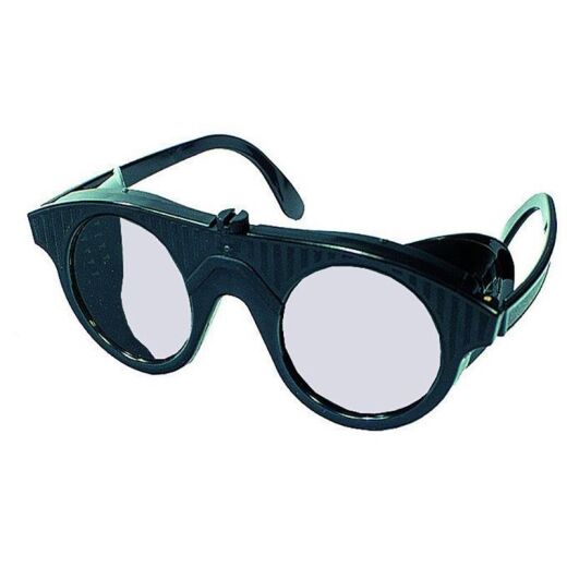 Schleifbrille schwarz mit B&uuml;gel klar
