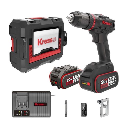 Kress 20V Akku Schlagbohrschrauber 150Nm mit 2x 4.0Ah Akku &amp; Stapelbox - KUC35