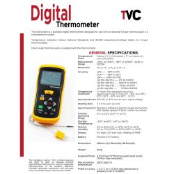 TVC Digital Sekundenthermometer, -50&deg;C bis +1300&deg;C mit Kalibrierungszertifikat